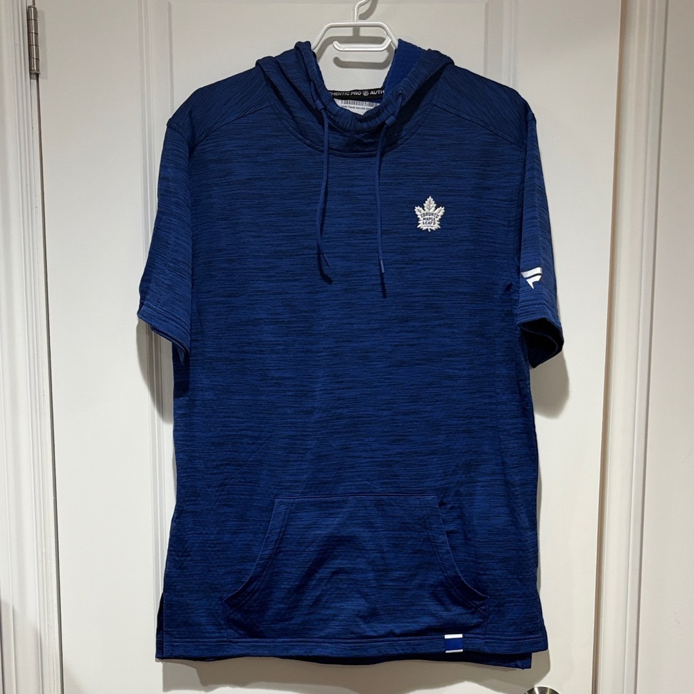 Toronto maple leafs Blue Hooded Short-Sleeve Athletic Shirt